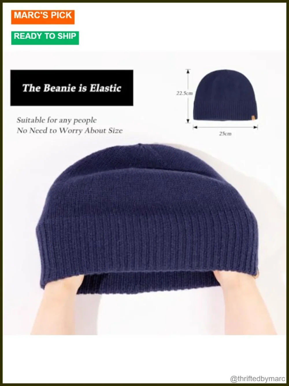 Oversized Satin Lined Merino Wool Beanie Winter Hat for Men Women